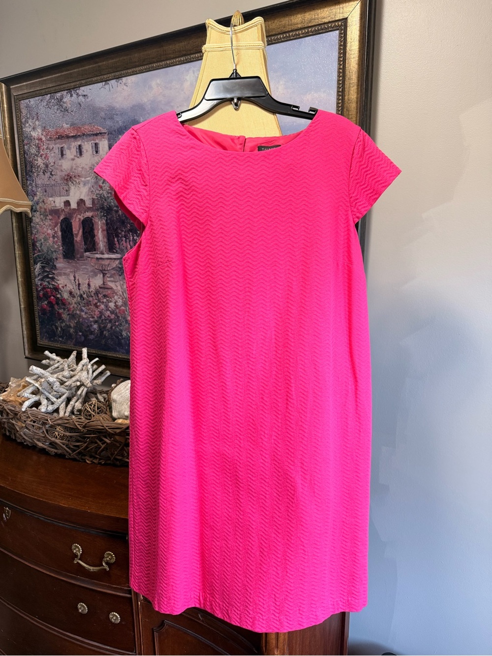 Talbots Neon Pink Short-Sleeve Mini Shift Dress